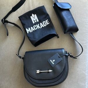 Mackage Sion leather black saddle Bag